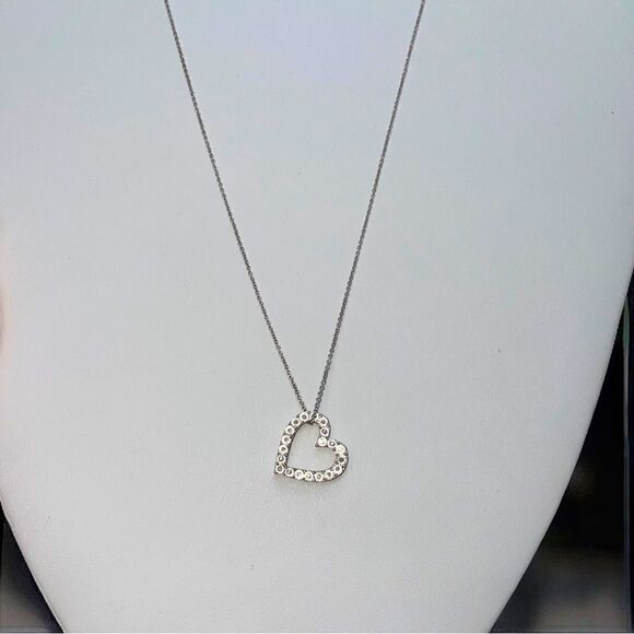 Sterling Silver & Diamond Heart Necklace l 1/10 tw l 18” l New in Box w/ Pouch - Picture 8 of 11